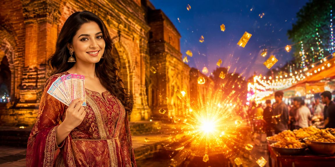 রাতের বাজারে বোনাস অফার দেখছেন একজন তরুণ ব্যবহারকারী